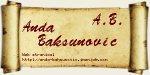 Anda Bakšunović vizit kartica